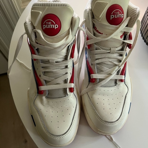 Reebok Pump Omni Zone II Mens Retro Basketball Chalk/Blue-Red size 10 worn once - Picture 2 of 5